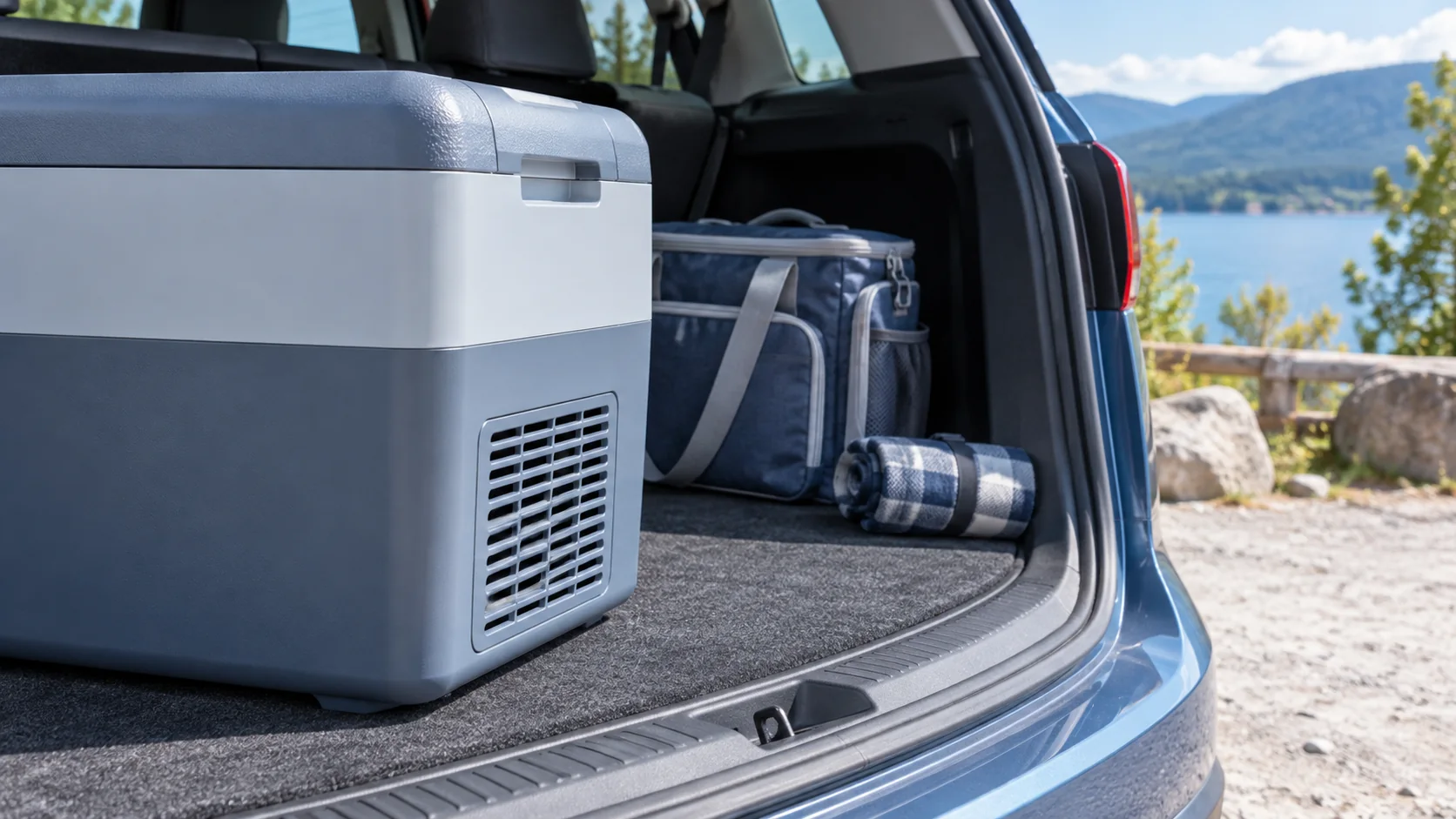 Une grille de ventilation de glacière générique reste dégagée dans un coffre